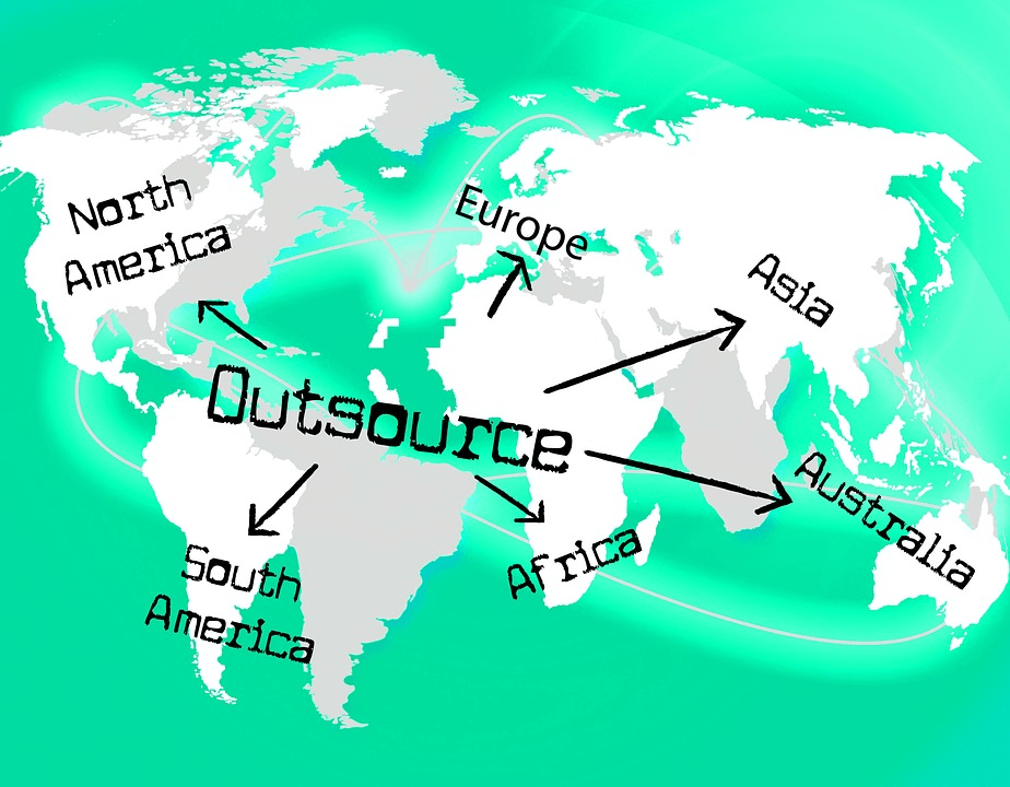 A world map highlighting outsourcing opportunities