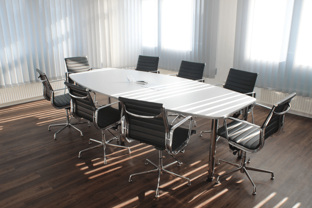 An empty table at an office